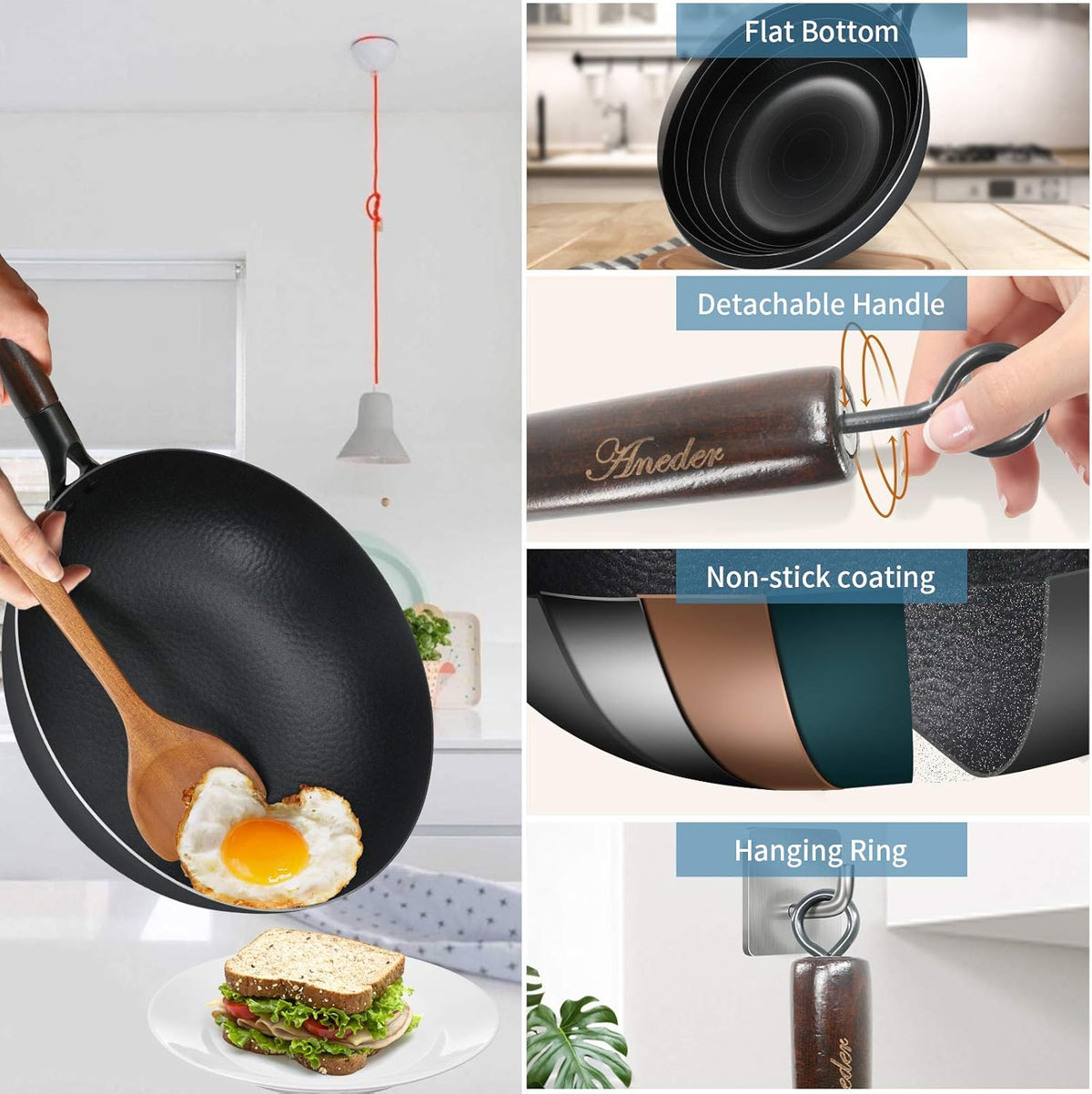 12.5 Inch Cast Iron Stir Fry Pan D1410