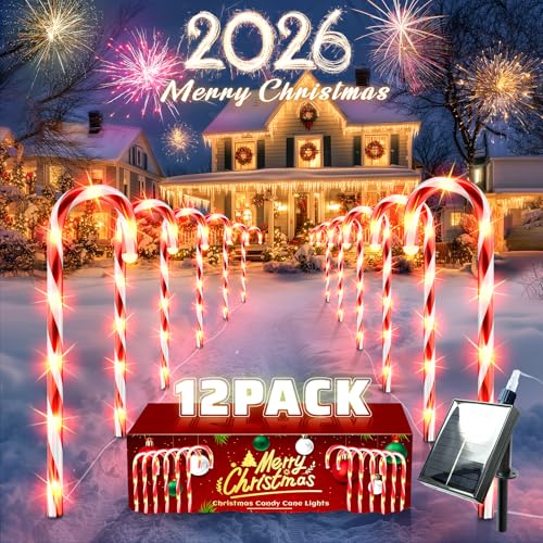 12 Pack Red Candy Cane Pathway Lights C85050