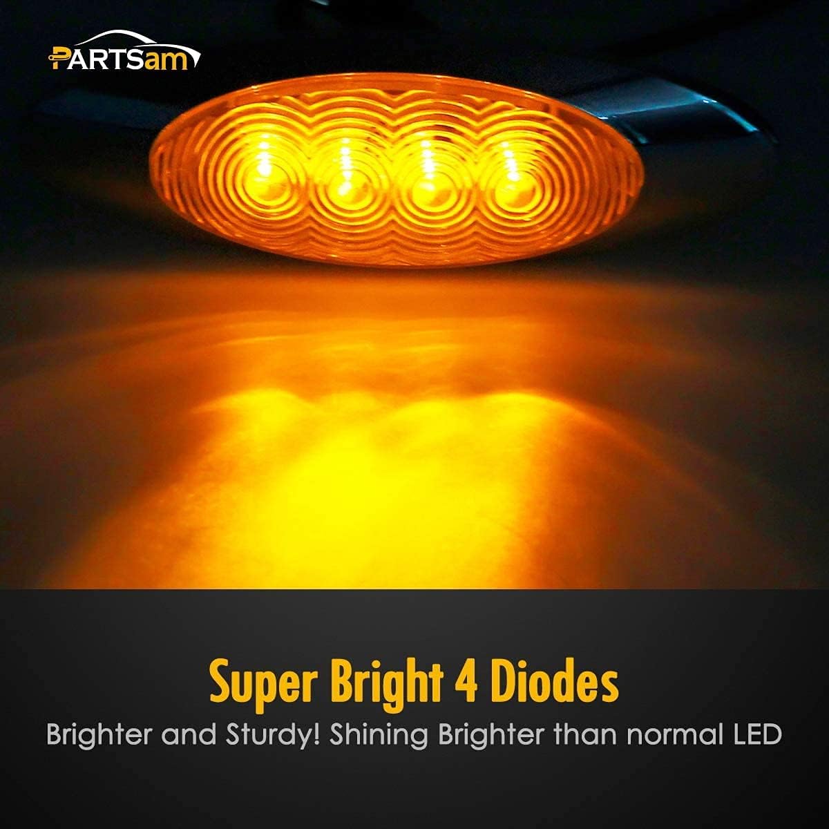 10Pcs Amber LED Side Marker Lights Chrome Surface Mount with Bullet Plugs G543001