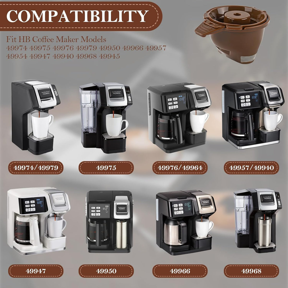 Single Serve Ground Coffee Brew Basket Reusable Coffee Filter Brown (2 Pack) L515546