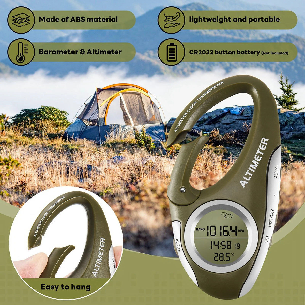 Outdoor Handheld Altimeter Thermometer Z322603