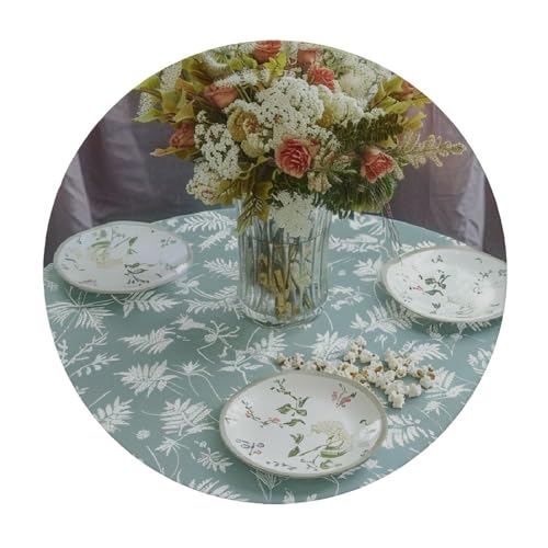 Round Vinyl Fitted Tablecloth with Flannel Backing Elastic Edge Design Table Cover F147095
