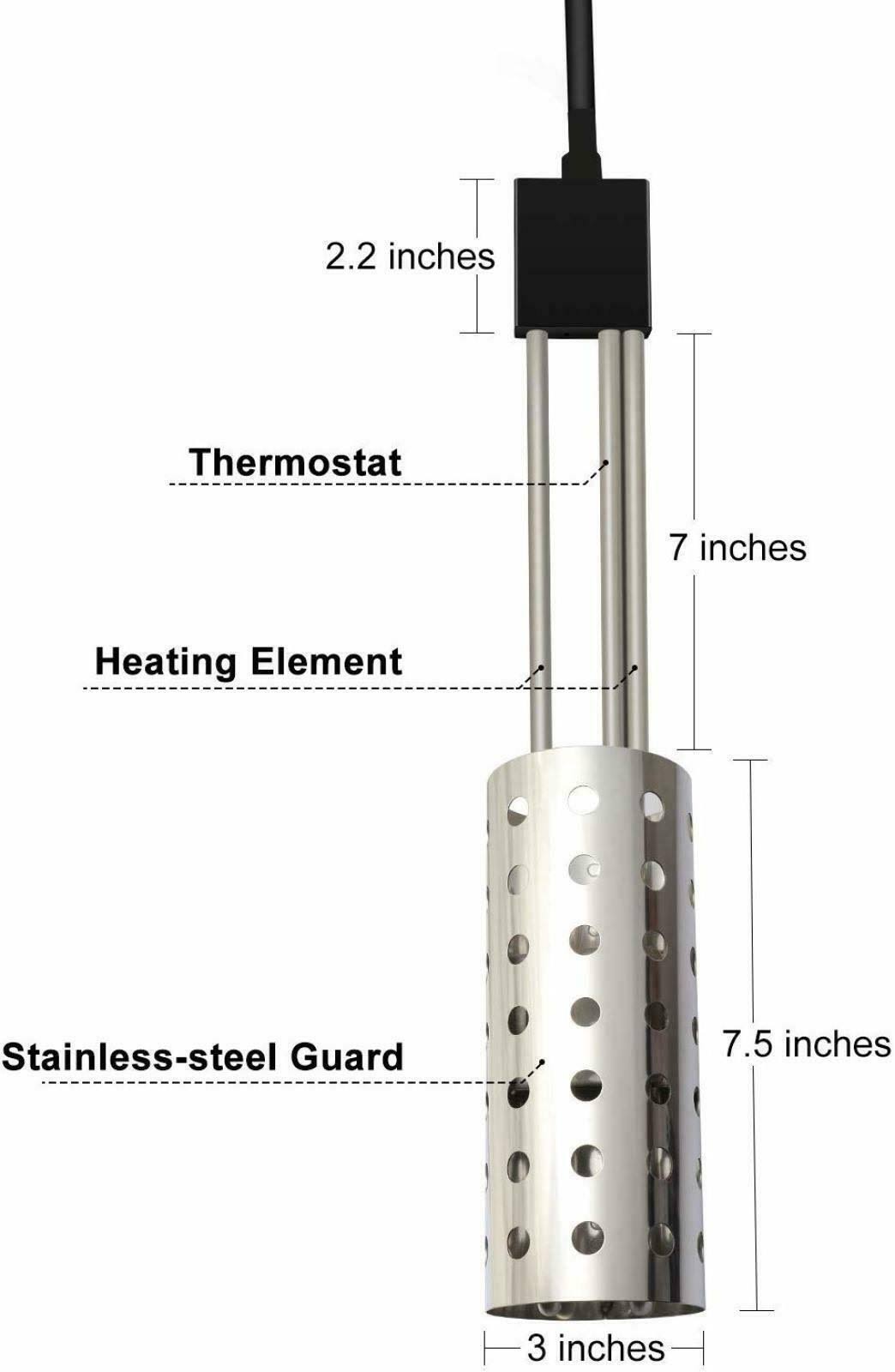 1000W Electric Immersion Heater with 304 Stainless-Steel Guard H155752