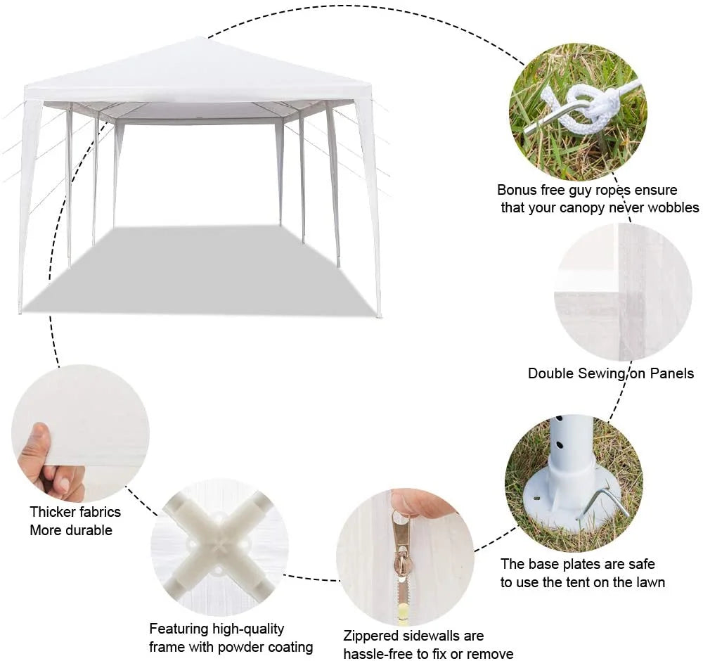 10'x30' Outdoor Canopy Tent with 8 Side Walls White V177