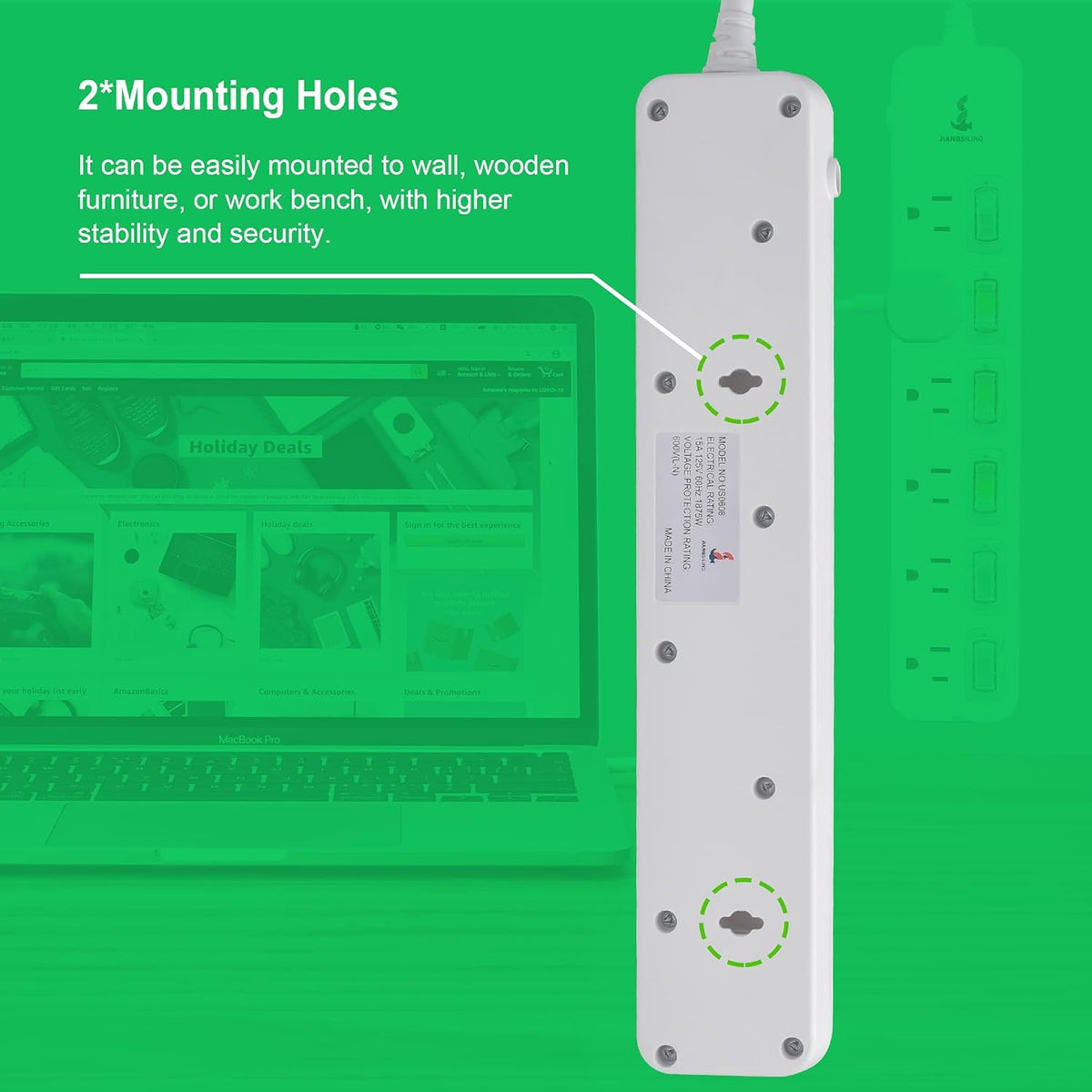 12 Pack Surge Protector Power Strip with Individual Switch V6073