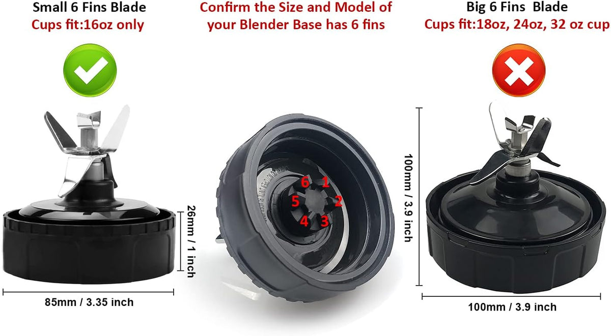 Blender Replacement 6 Fins Blade for 16 oz Cup F31563