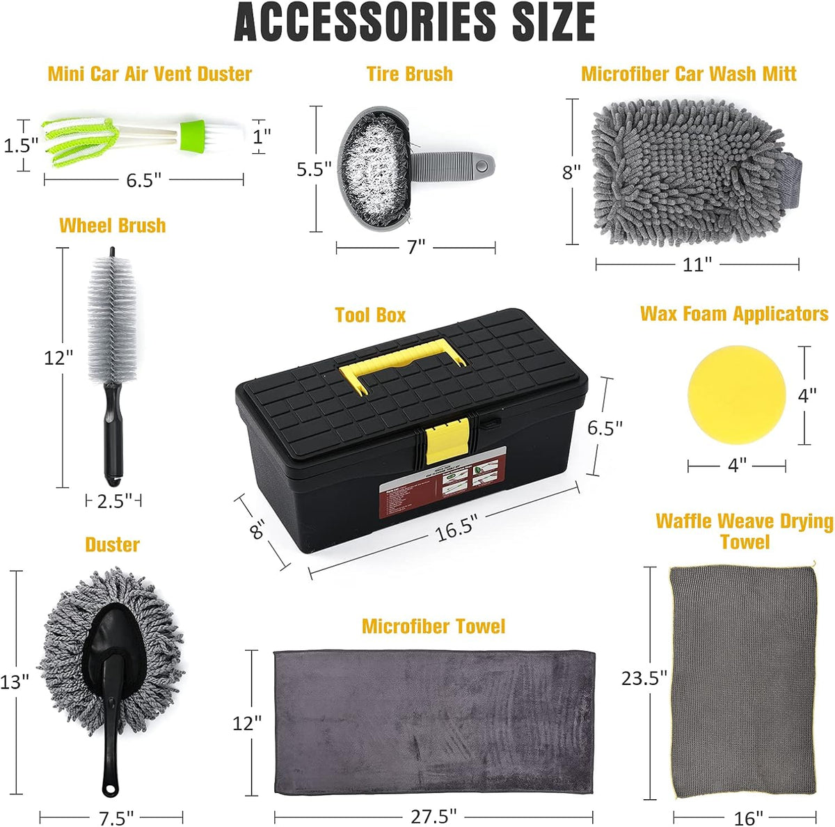 12 Pcs Car Wash Kit with Microfiber Towels Storage Box N5900