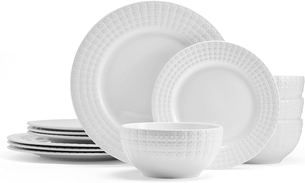 12 Piece White Dinnerware Set U41220