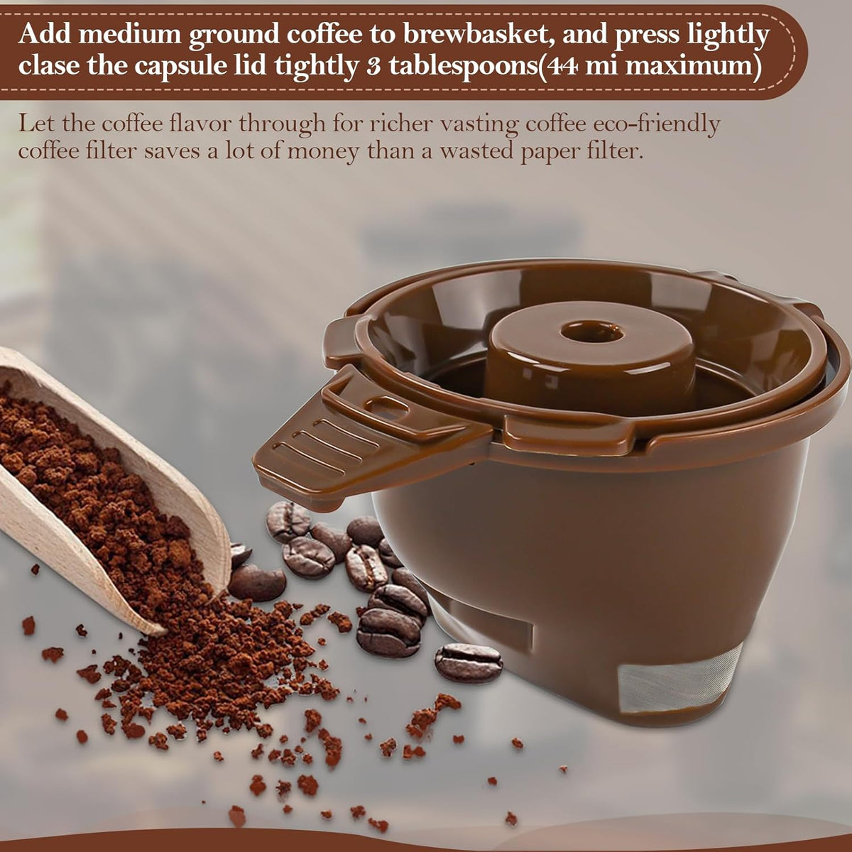 Single Serve Ground Coffee Brew Basket Reusable Coffee Filter Brown (2 Pack) L515546