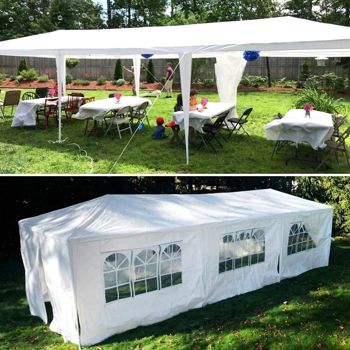 10'x30' Outdoor Canopy Tent with 8 Side Walls White V177