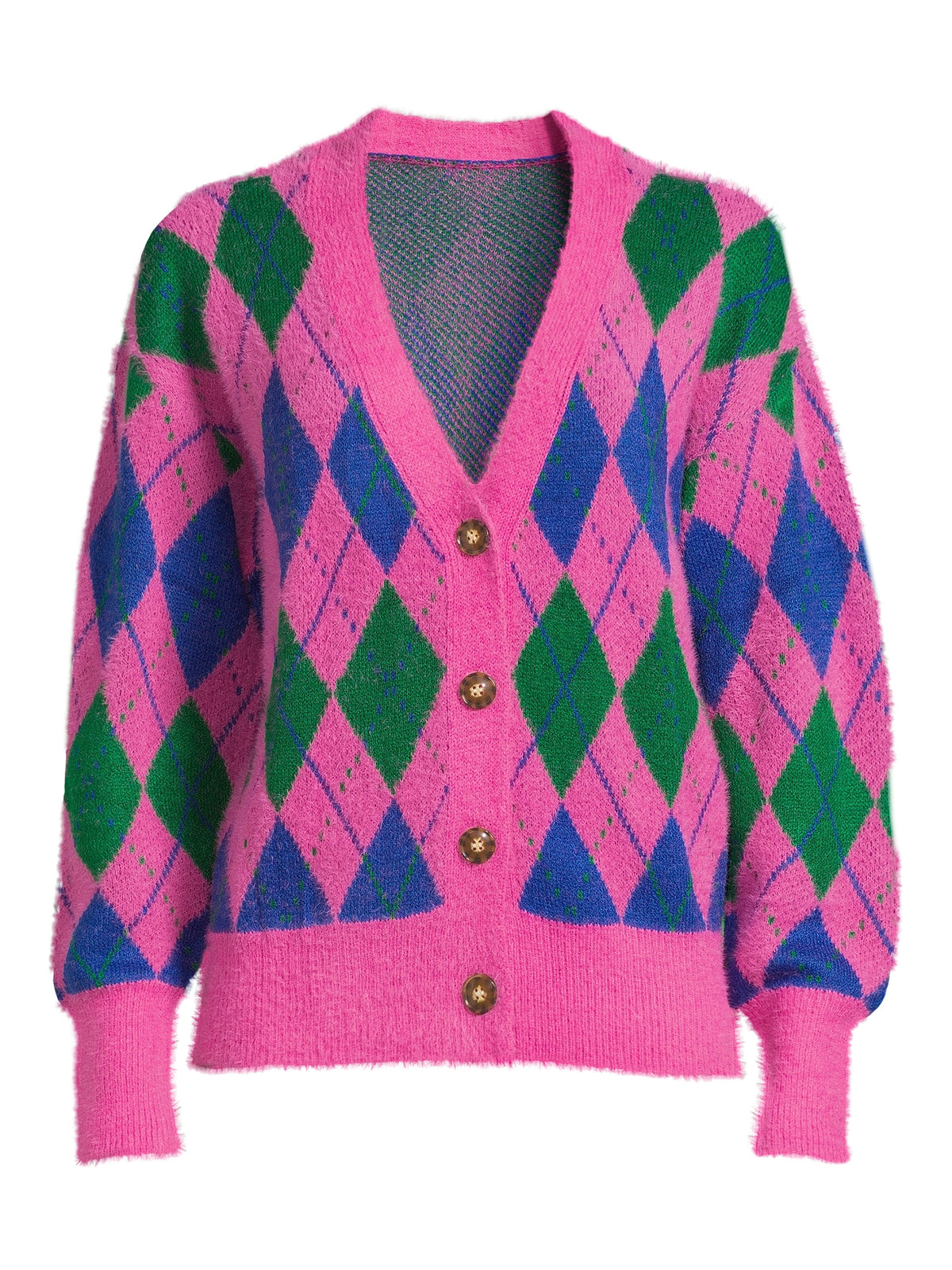 Women's V-Neck Cardigan Sweater with Long Sleeves R7978