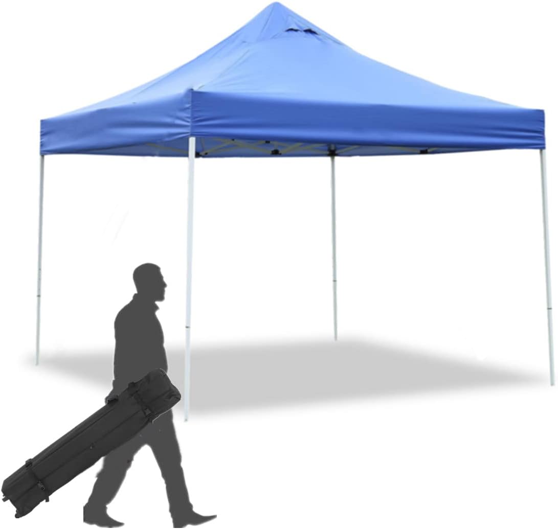 10'x10' Pop Up Gazebo Canopy Tent with Sidewalls Heavy Duty Steel Frame Instant Shelter with Wheeled Carry Bag Q920180