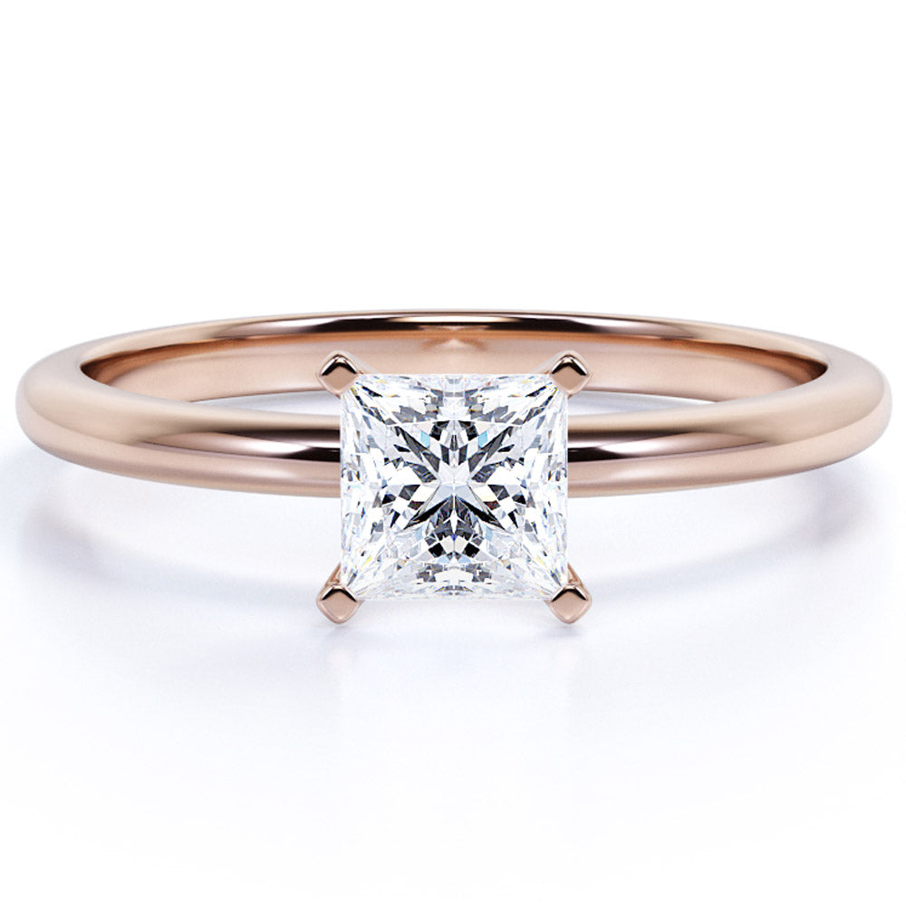 10k Rose Gold Princess Cut Moissanite Engagement Ring D812