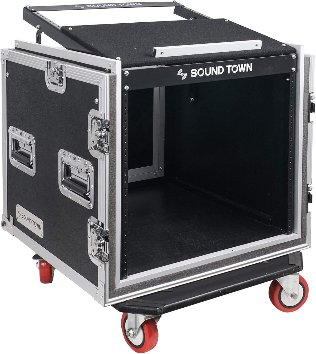 10U ATA Rack Case with 11U Slant Mixer Top and Casters A383
