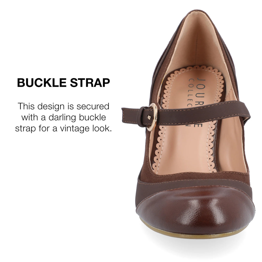 Womens Wide Width Round Toe Block Heel Mary Jane Pumps I3245