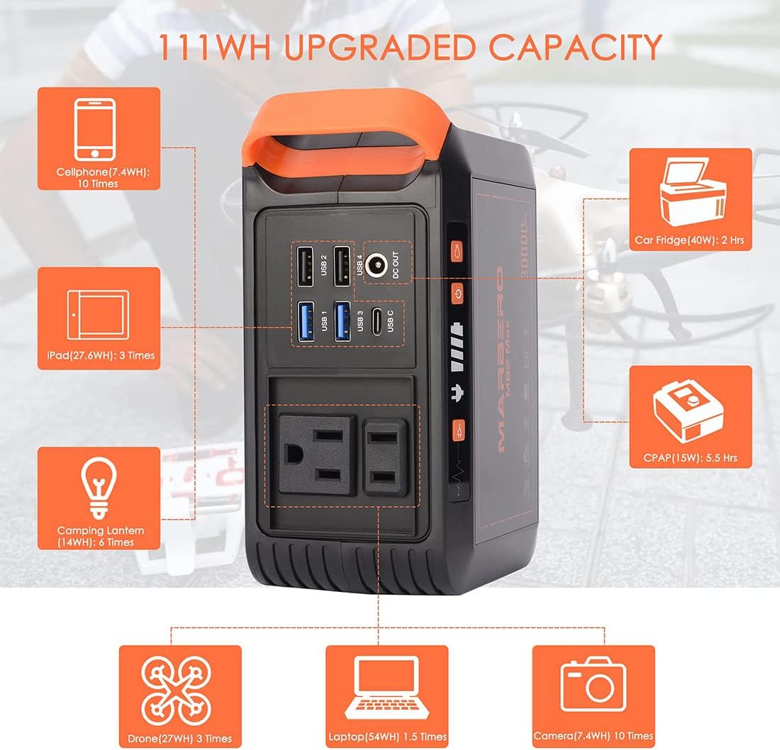 111Wh Portable Power Station 30000mAh Solar Generator N13050
