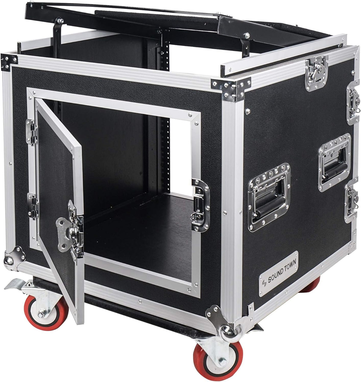 10U ATA Rack Case with 11U Slant Mixer Top and Casters A383