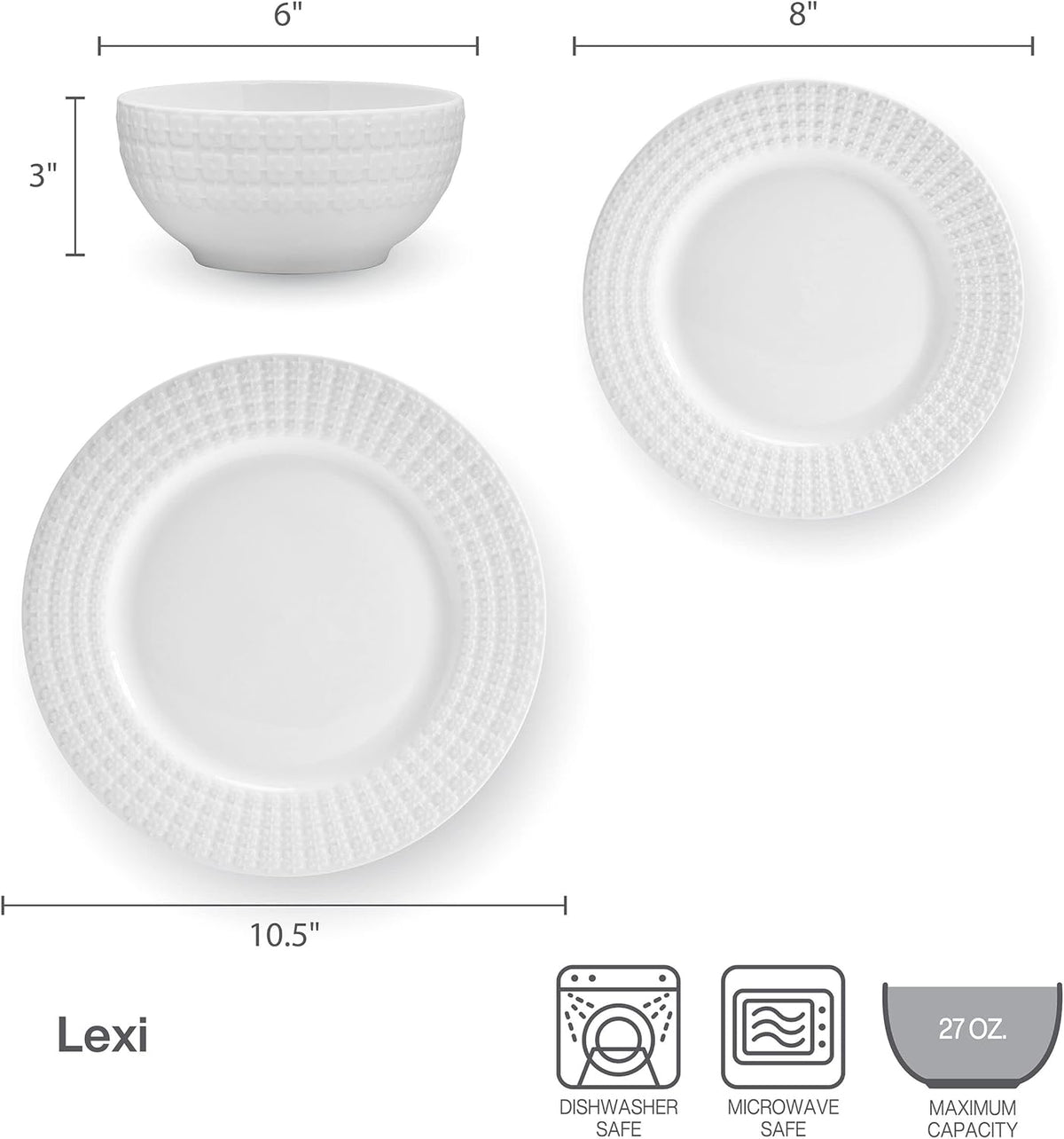 12 Piece White Dinnerware Set U41220