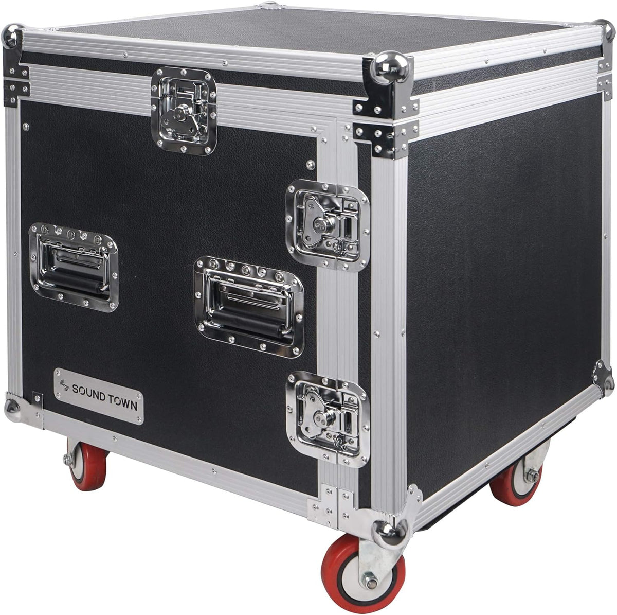 10U ATA Rack Case with 11U Slant Mixer Top and Casters A383