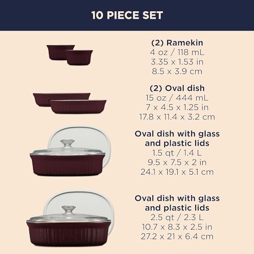 10-Piece Ceramic Bakeware Set with Lids C6512