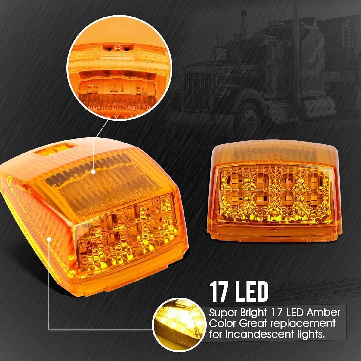 10Pcs Amber LED Side Marker Lights Chrome Surface Mount with Bullet Plugs G543001