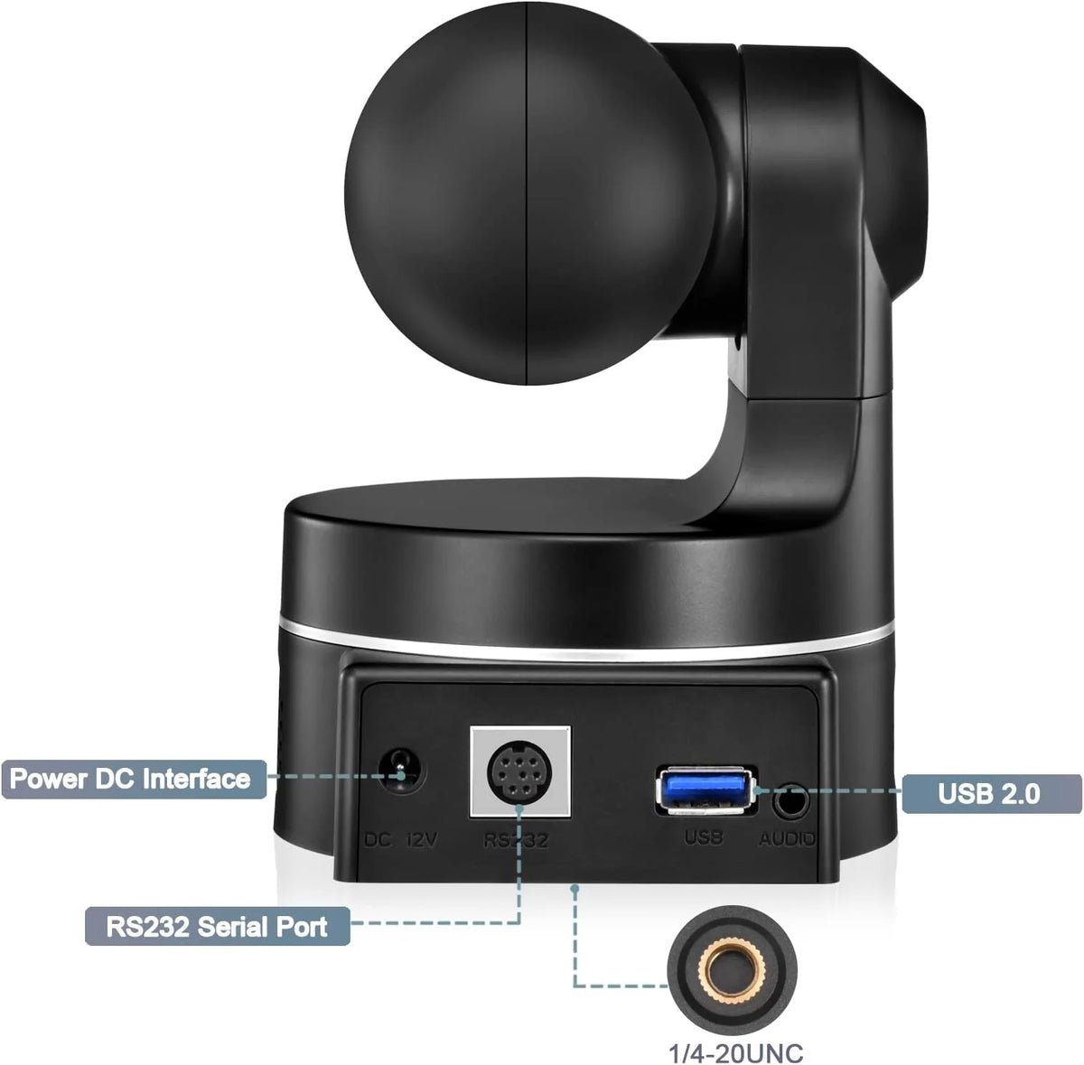 10x Optical Zoom USB PTZ Camera 1080P 30FPS Webcam (Black) O973