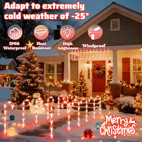12 Pack Red Candy Cane Pathway Lights C85050