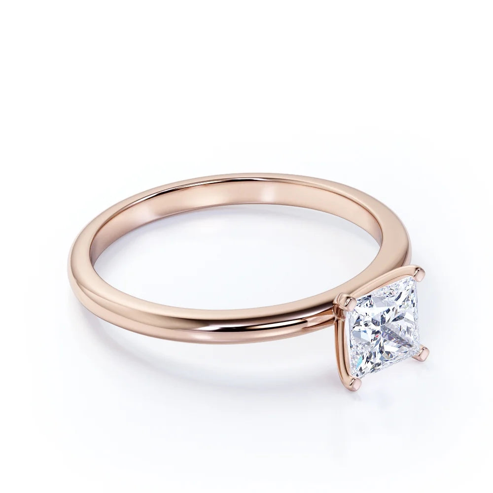 10k Rose Gold Princess Cut Moissanite Engagement Ring D812