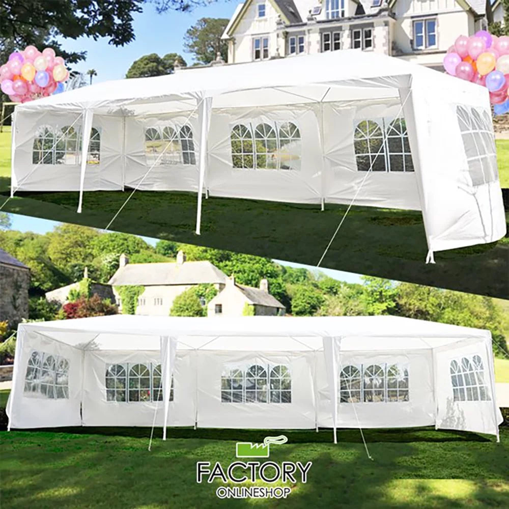 10'x30' Outdoor Canopy Tent with 8 Side Walls White V177