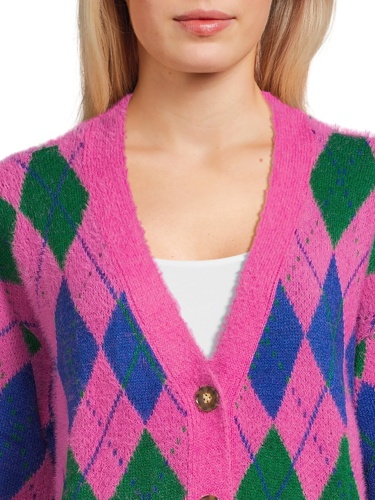 Women's V-Neck Cardigan Sweater with Long Sleeves R7978