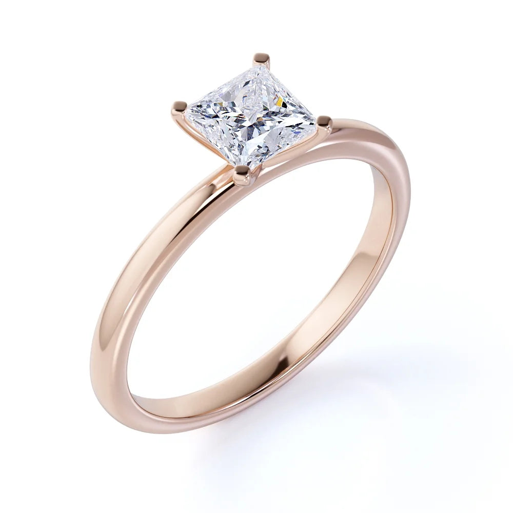 10k Rose Gold Princess Cut Moissanite Engagement Ring D812
